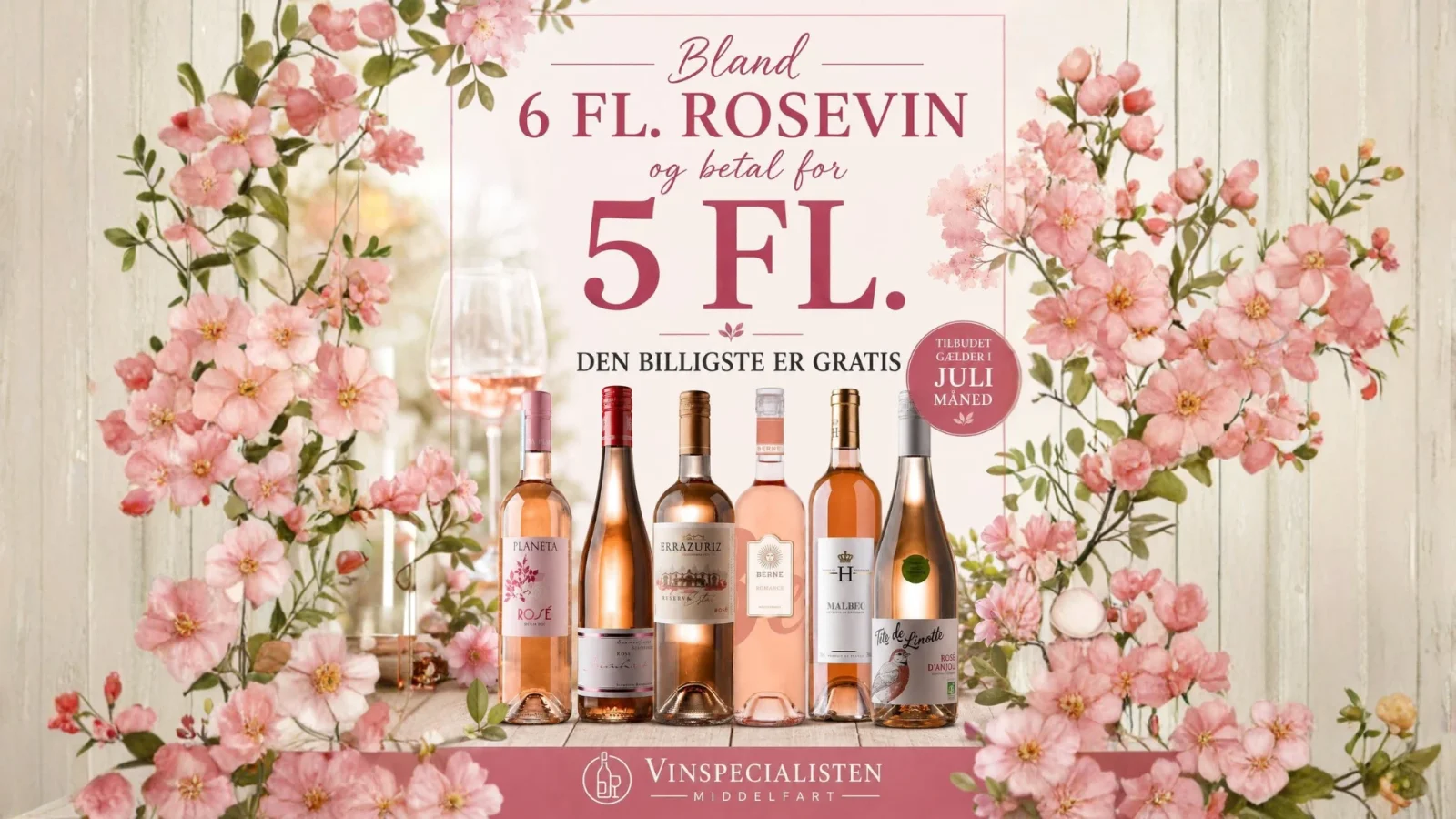  Få 6 flasker rosevin for 5 flaskers pris hele juli hos Vinspecialisten