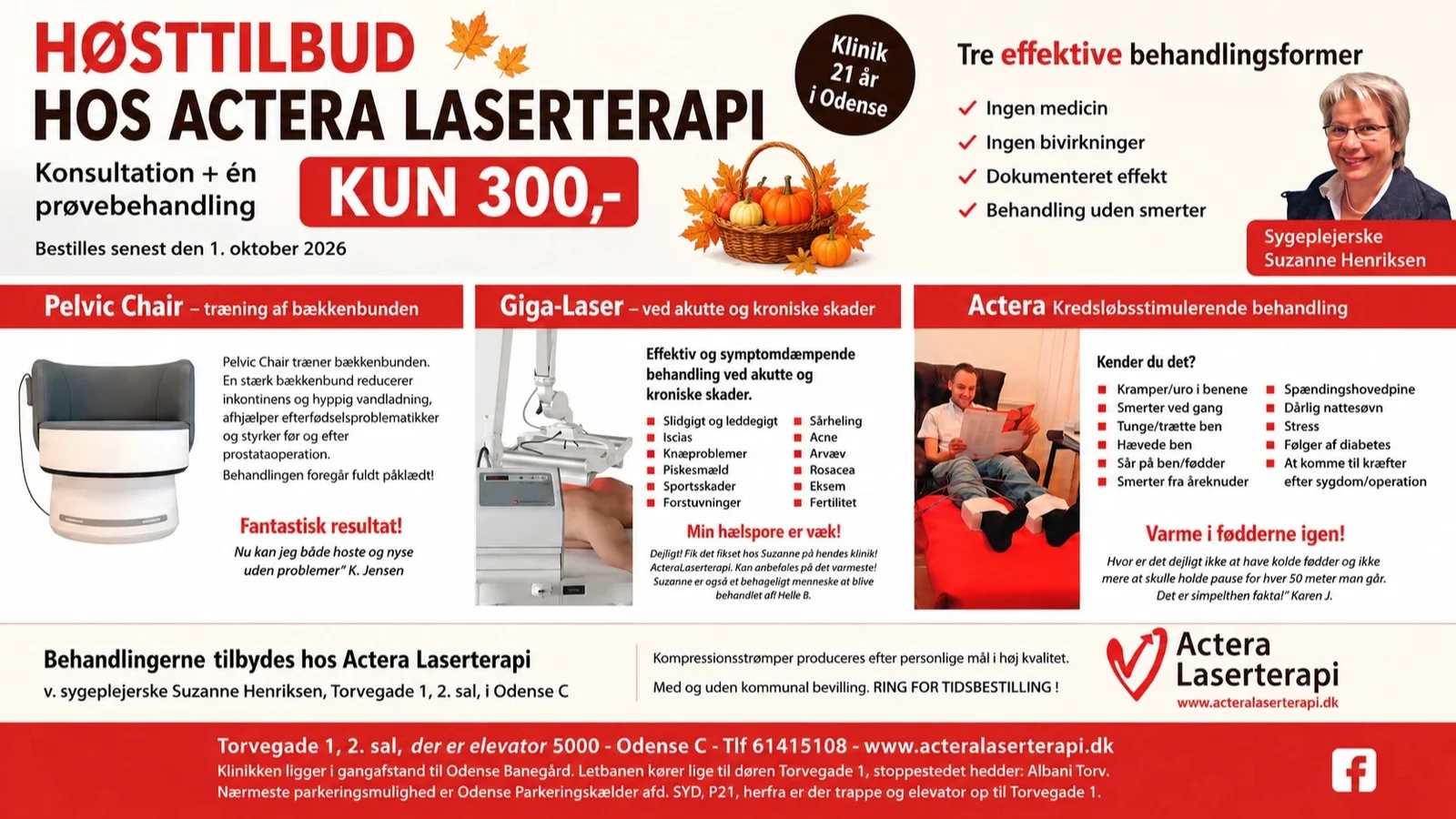 Høsttilbud hos Actera Laserterapi: Konsultation og prøvebehandling for 300 kroner