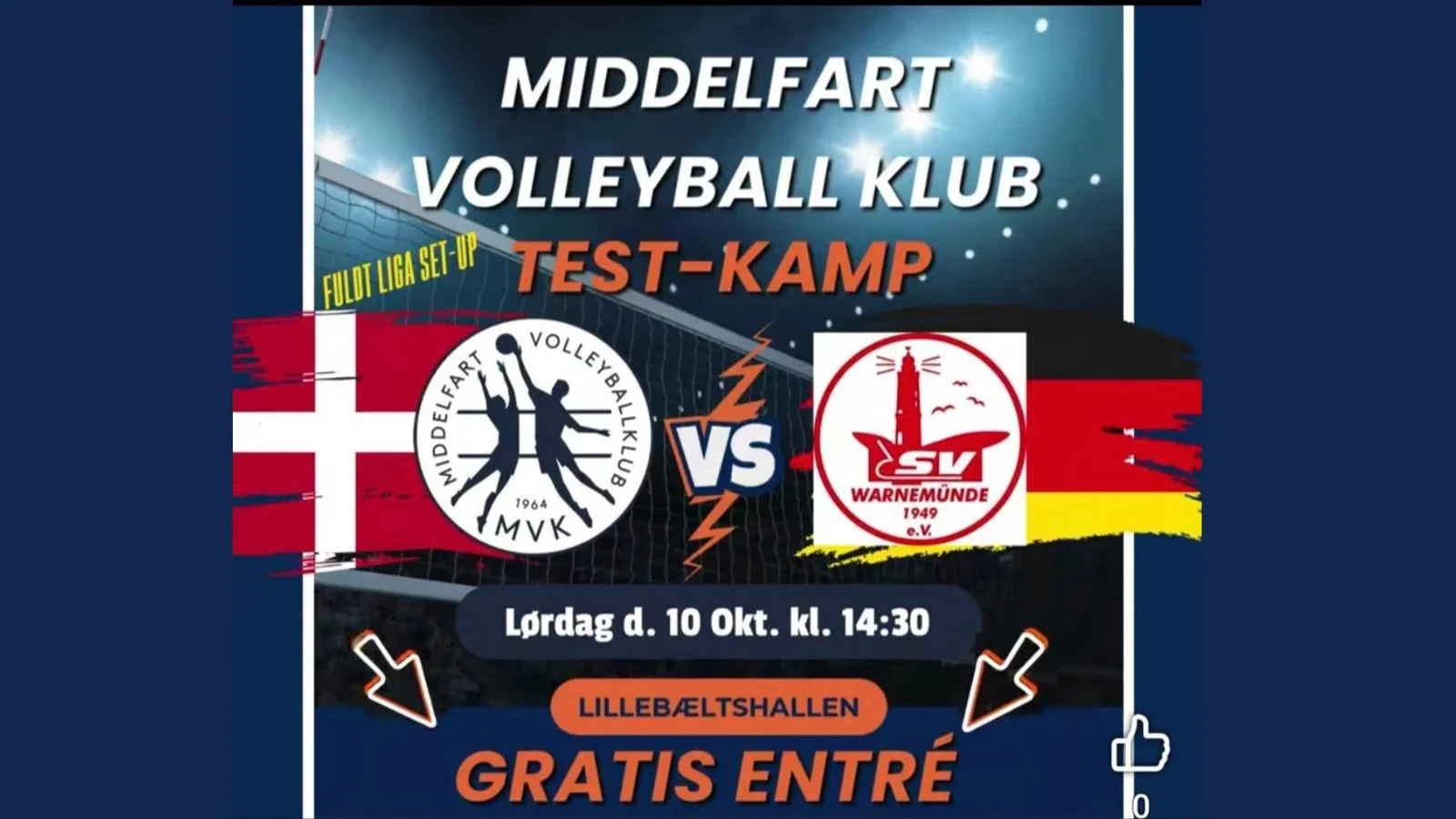 Middelfart Volleyball Klub møder tysk modstander i gratis testkamp