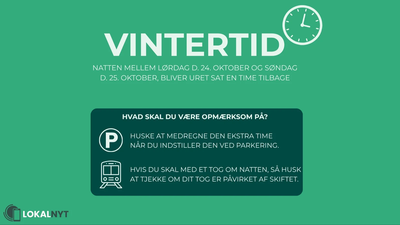 Det er tid til at stille uret en time tilbage