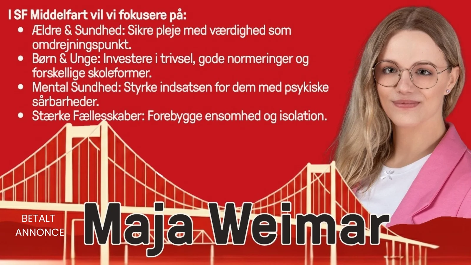 Maja Weimar fra SF vil sætte mental sundhed og trivsel for alle på dagsordenen