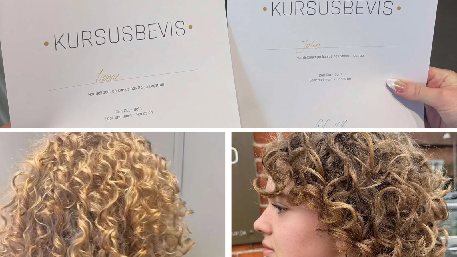 Nønne og Julie fra Fashion Cut Intercoiffure har fået curly cut-bevis - det fejres med rabat