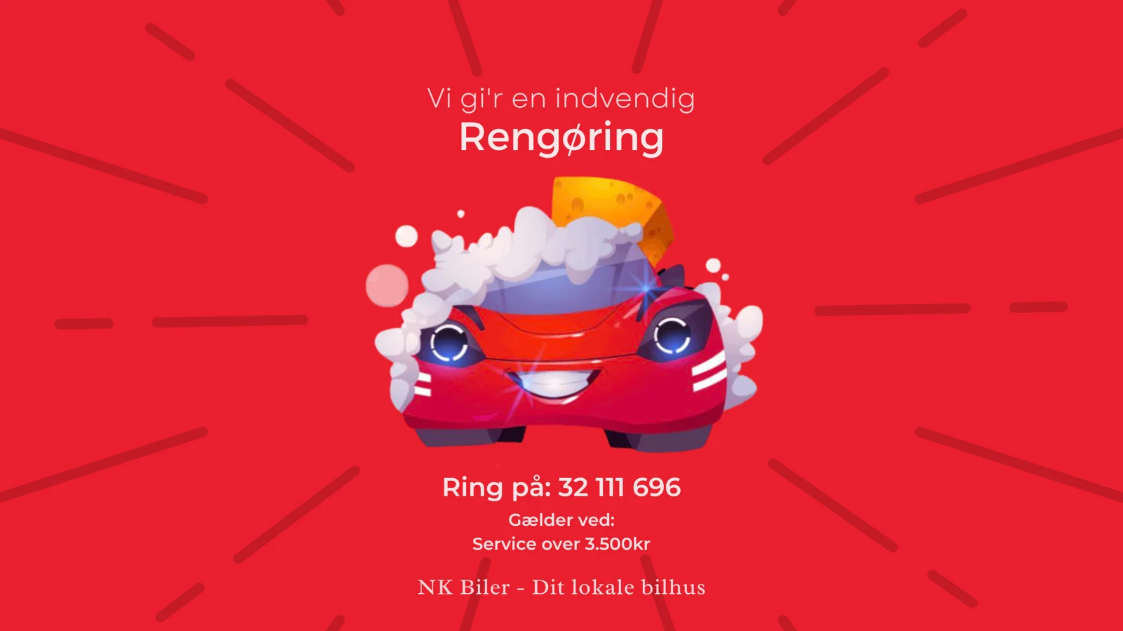 Få bilen rengjort hos NK Biler, når den serviceres i januar og februar
