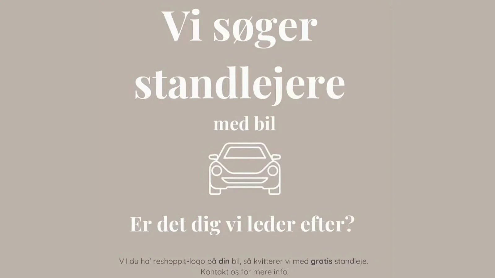 Få gratis standleje hos Reshoppit, hvis du kører rundt med deres logo på din bil