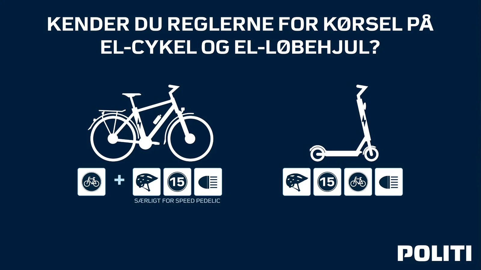 Kend reglerne for el-cykler og el-løbehjul