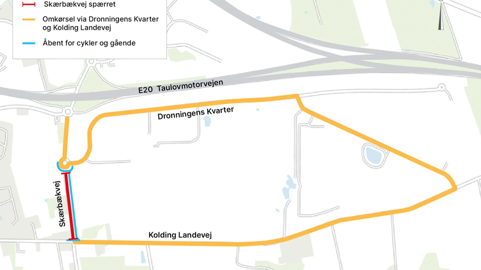 Skærbækvej ved Taulov spærres fra mandag den 26. august til 21. november