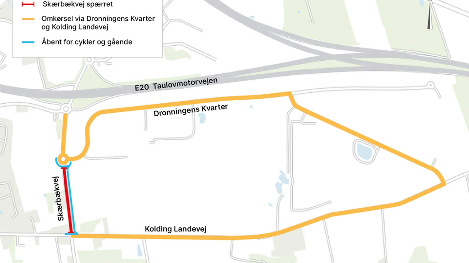 Spærringen af Skærbækvej ved Taulov forlænges til 8. januar 2025