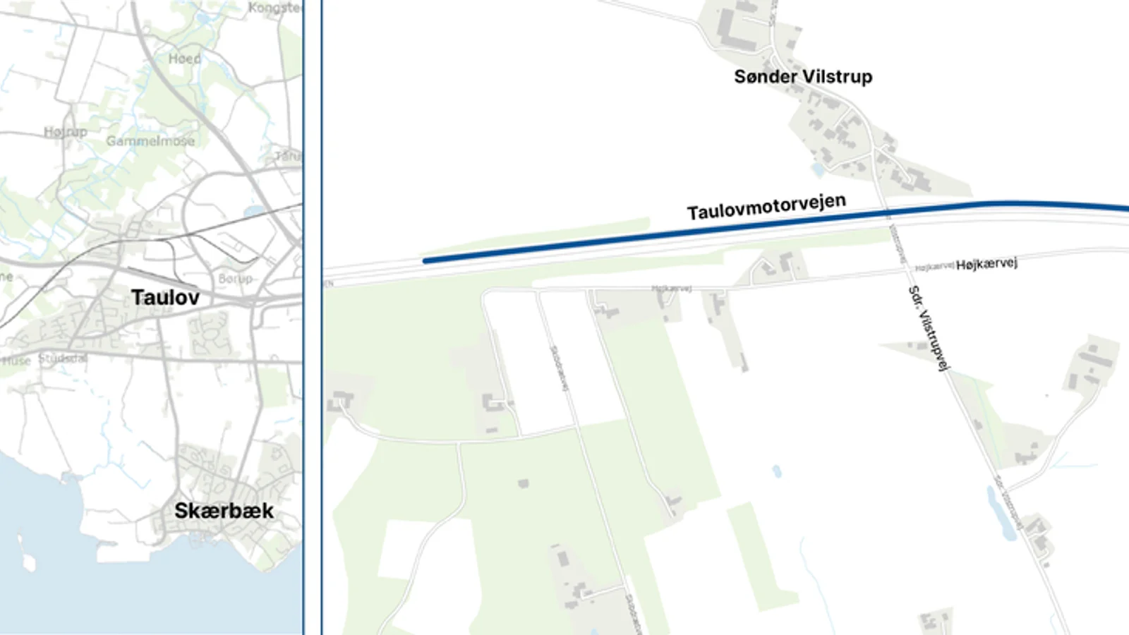 Vejarbejde på Taulovmotorvejen E20 i vestgående retning