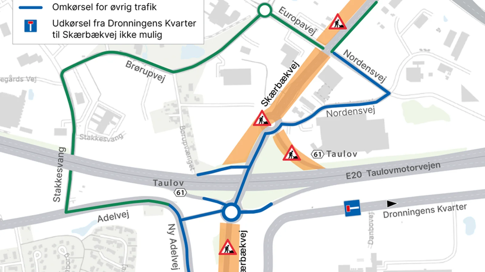 Flere ændringer for trafikken ved TSA 61 ved Taulov