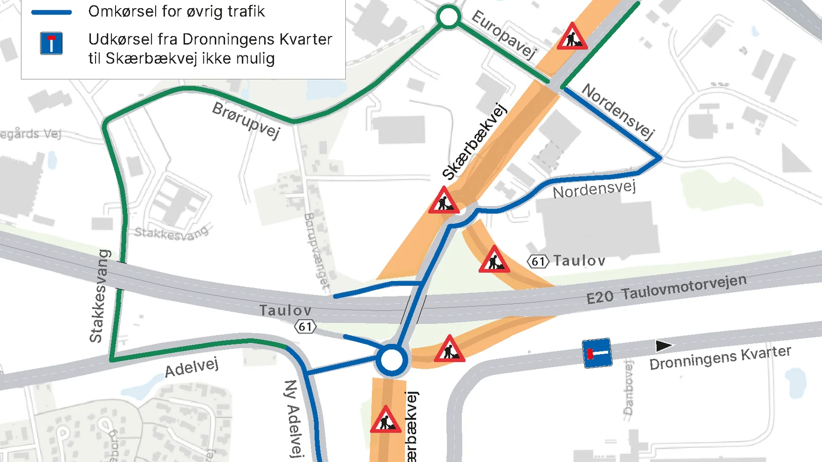 Ny ændring for trafikken ved TSA 61 ved Taulov