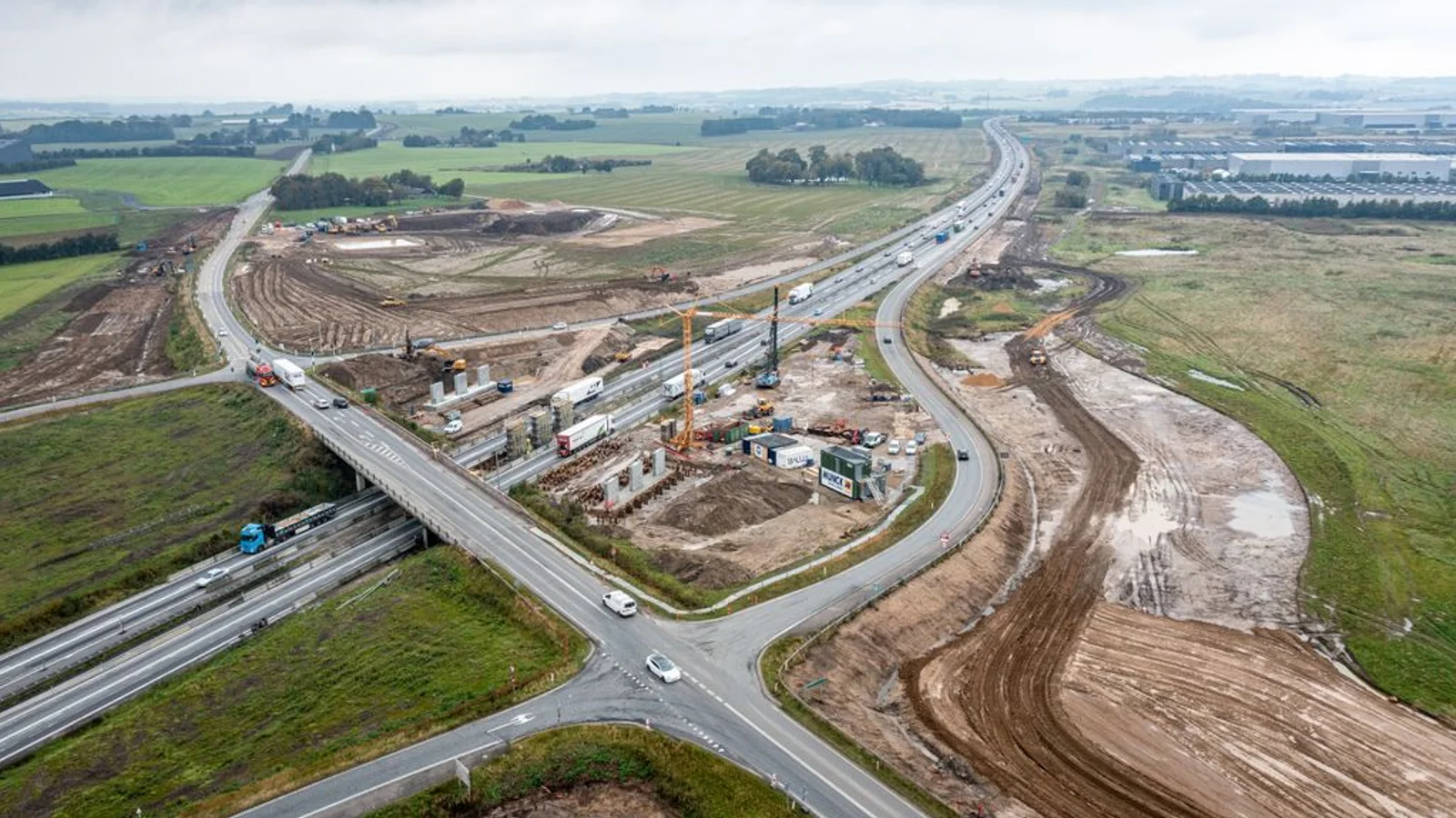 Støbning af ny bro over E45 vil genere trafikanterne omkring  Horsens N