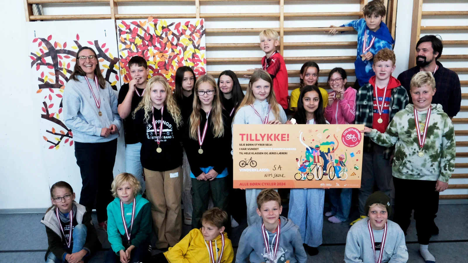 5. klasse på Nim Skole vinder hovedpræmien i den landsdækkende skolecykeldyst