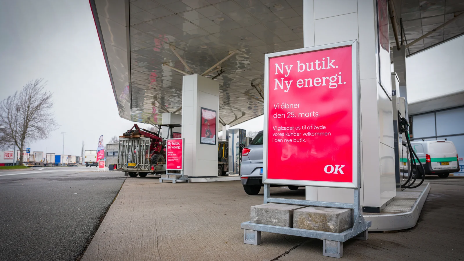 Nu er rastepladsen Skærup Ø helt klar: OK åbner ny butik og moderne lade- og tankfaciliteter