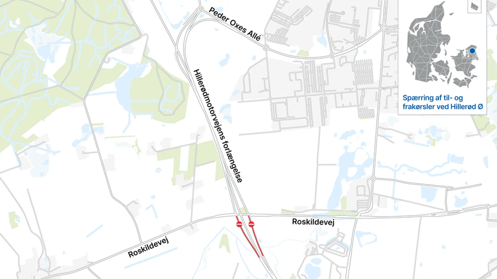 Til- og frakørsel Hillerød Ø spærres