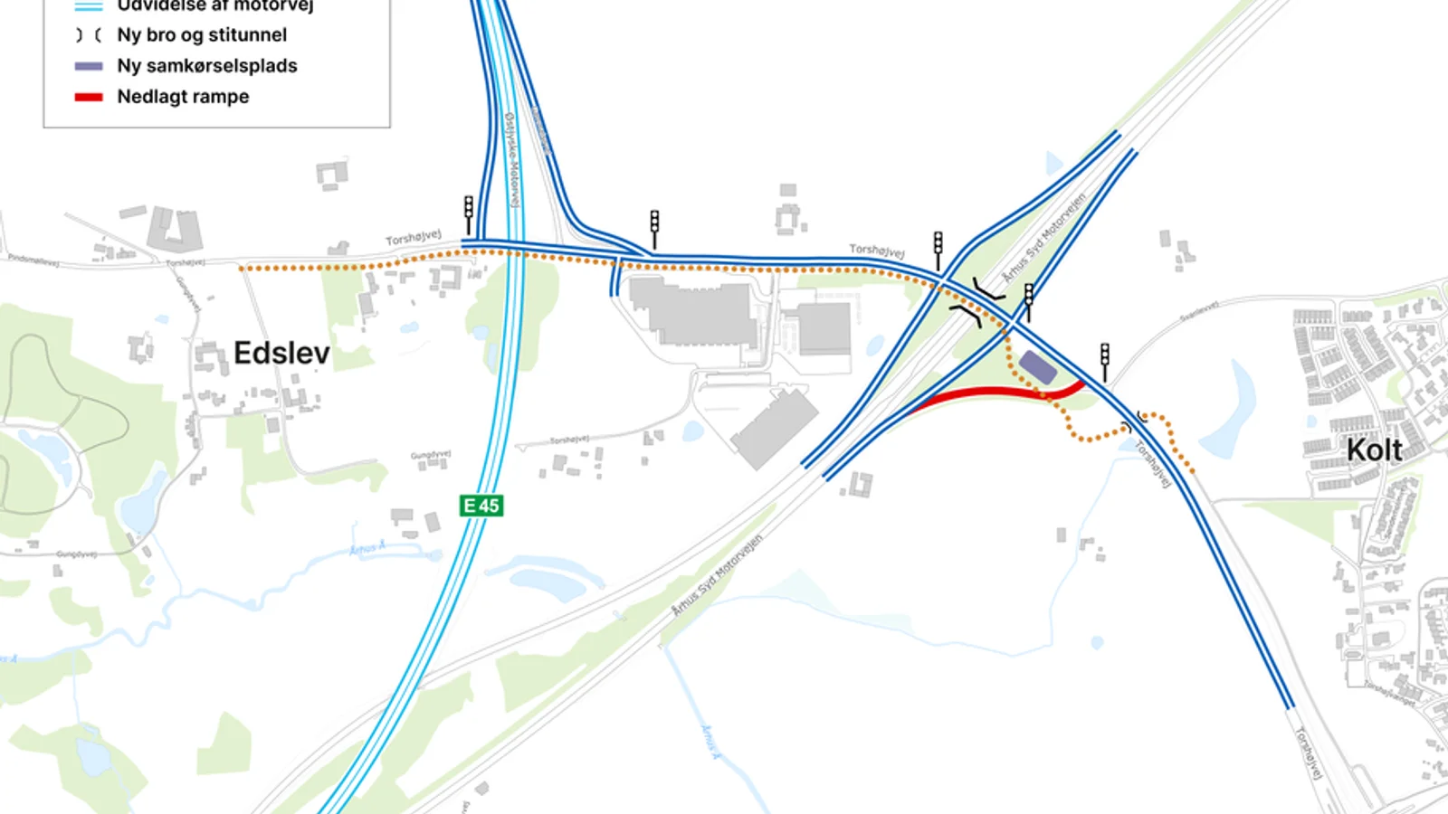 Omkørsel ved  Hasselager på Aarhus Syd Motorvejen de næste tre måneder