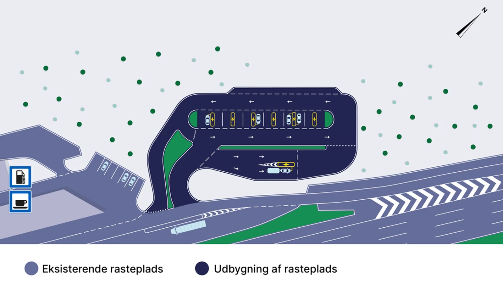 Populære rastepladser ved Karlslunde får 28 lynladere til elbiler
