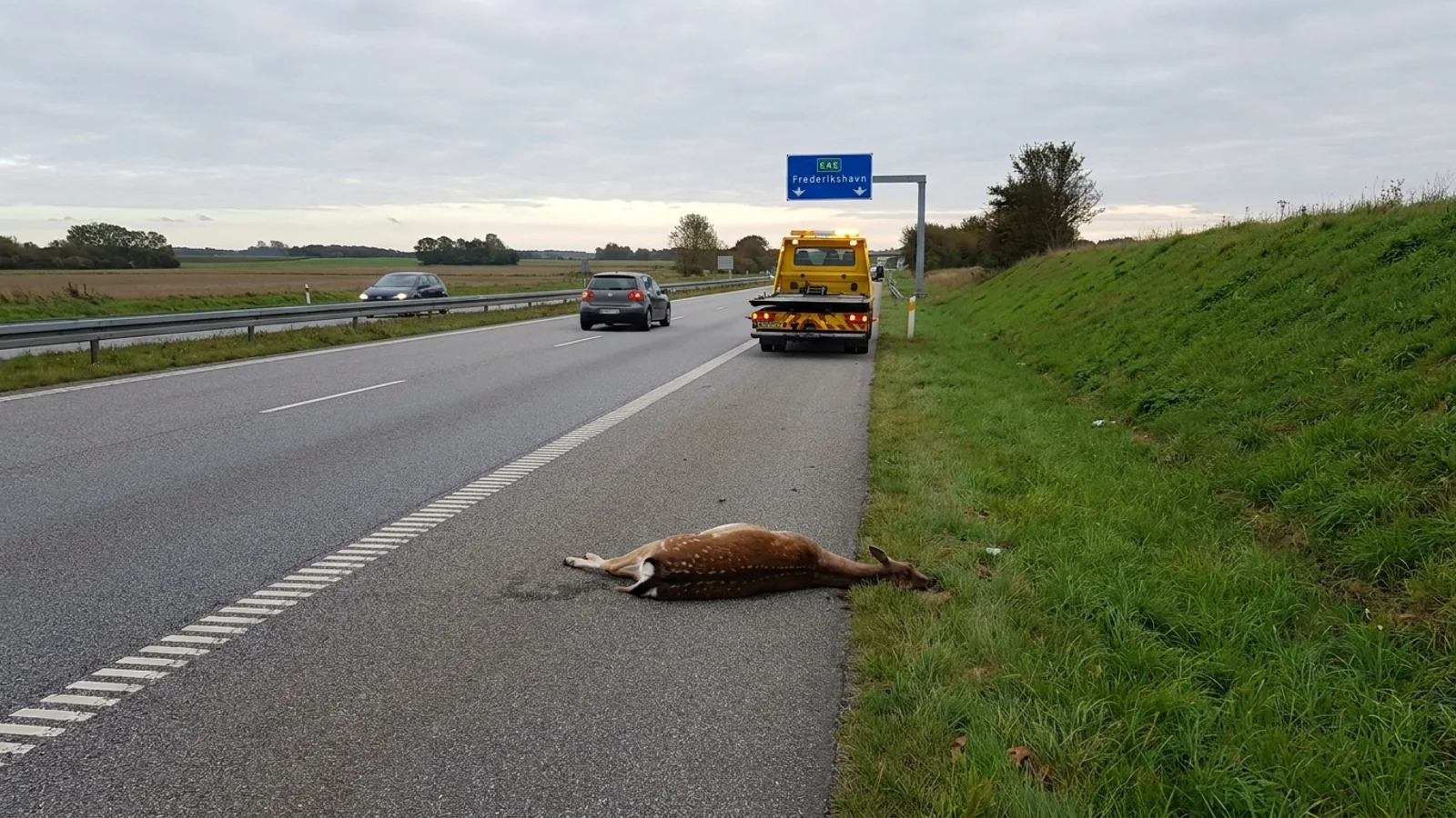 Dødt dådyr skaber opmærksomhed på Frederikshavnermotorvejen