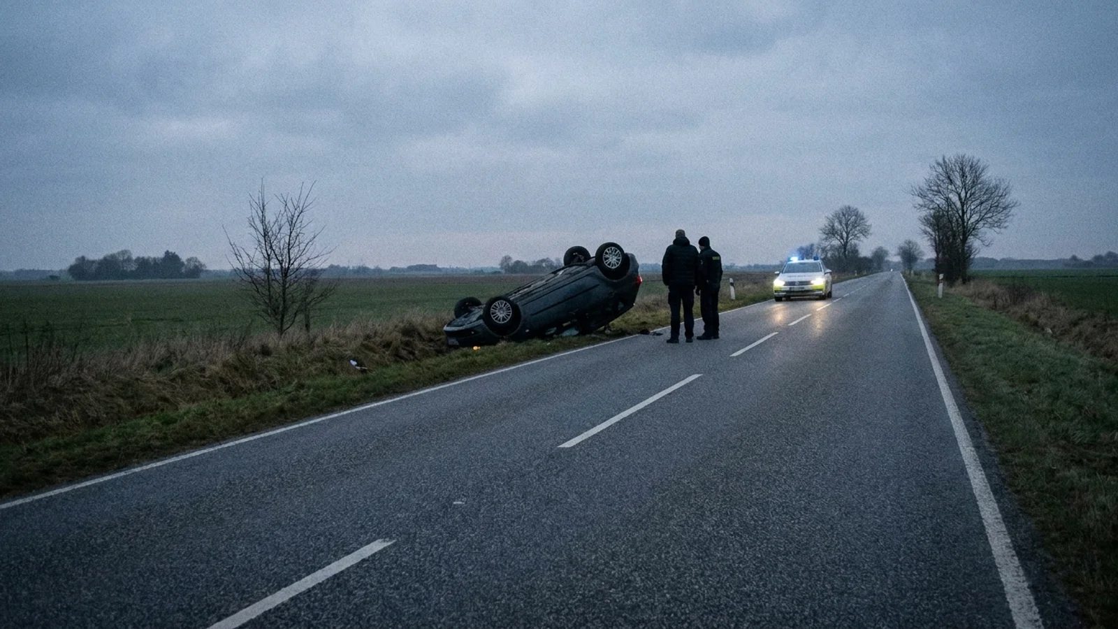 Bil endte på taget efter soloulykke nær Gatten