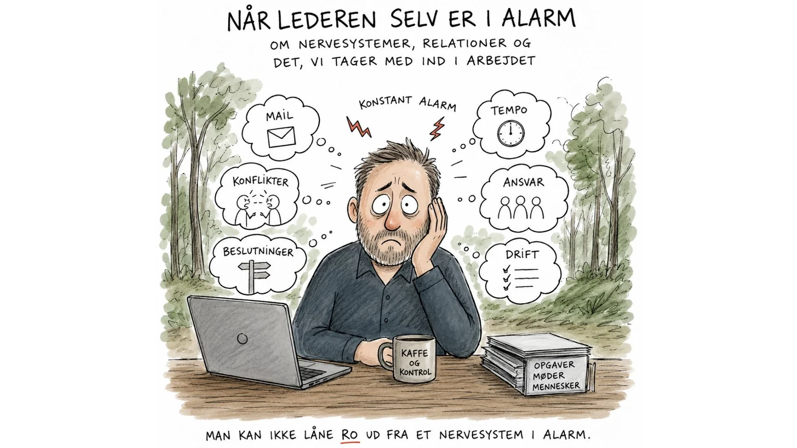 Når lederen selv er i alarm: Om nervesystemer, relationer og det, vi tager med ind i arbejdet
