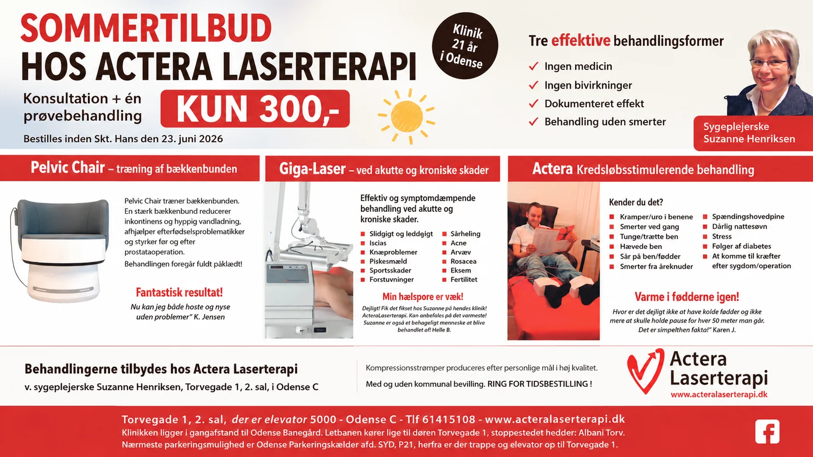 Sommertilbud på konsultation og prøvebehandling hos Actera Laserterapi