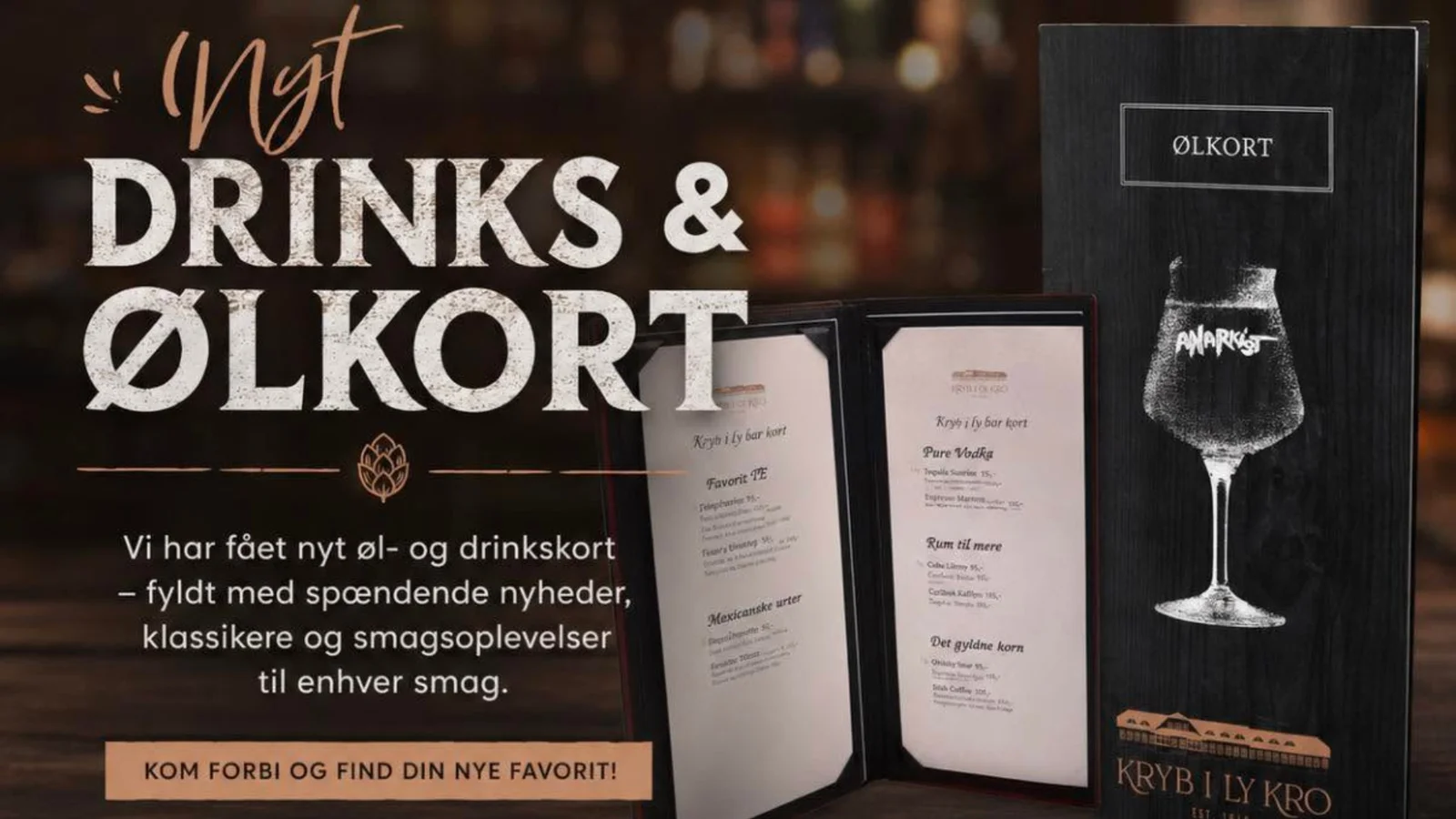 Nyt øl- og drinkskort på Hotel Kryb i Ly Kro byder på smagsoplevelser for enhver