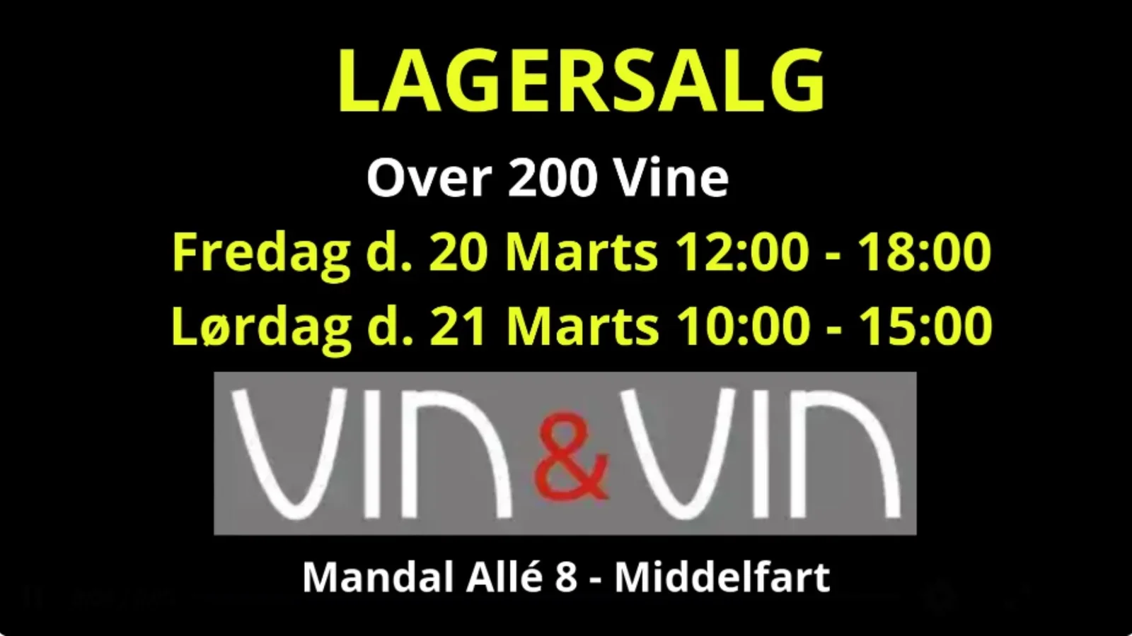 Vin & Vin Middelfart inviterer til lagersalg