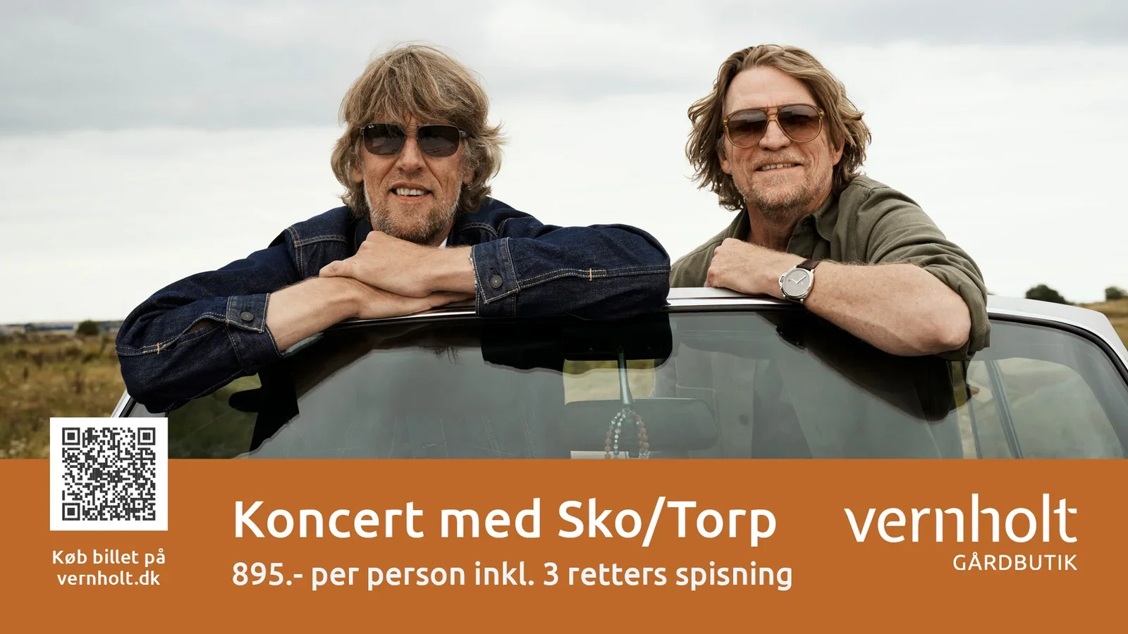 Sko/Torp koncert med 3-retters menu hos Vernholt Gaardbutik