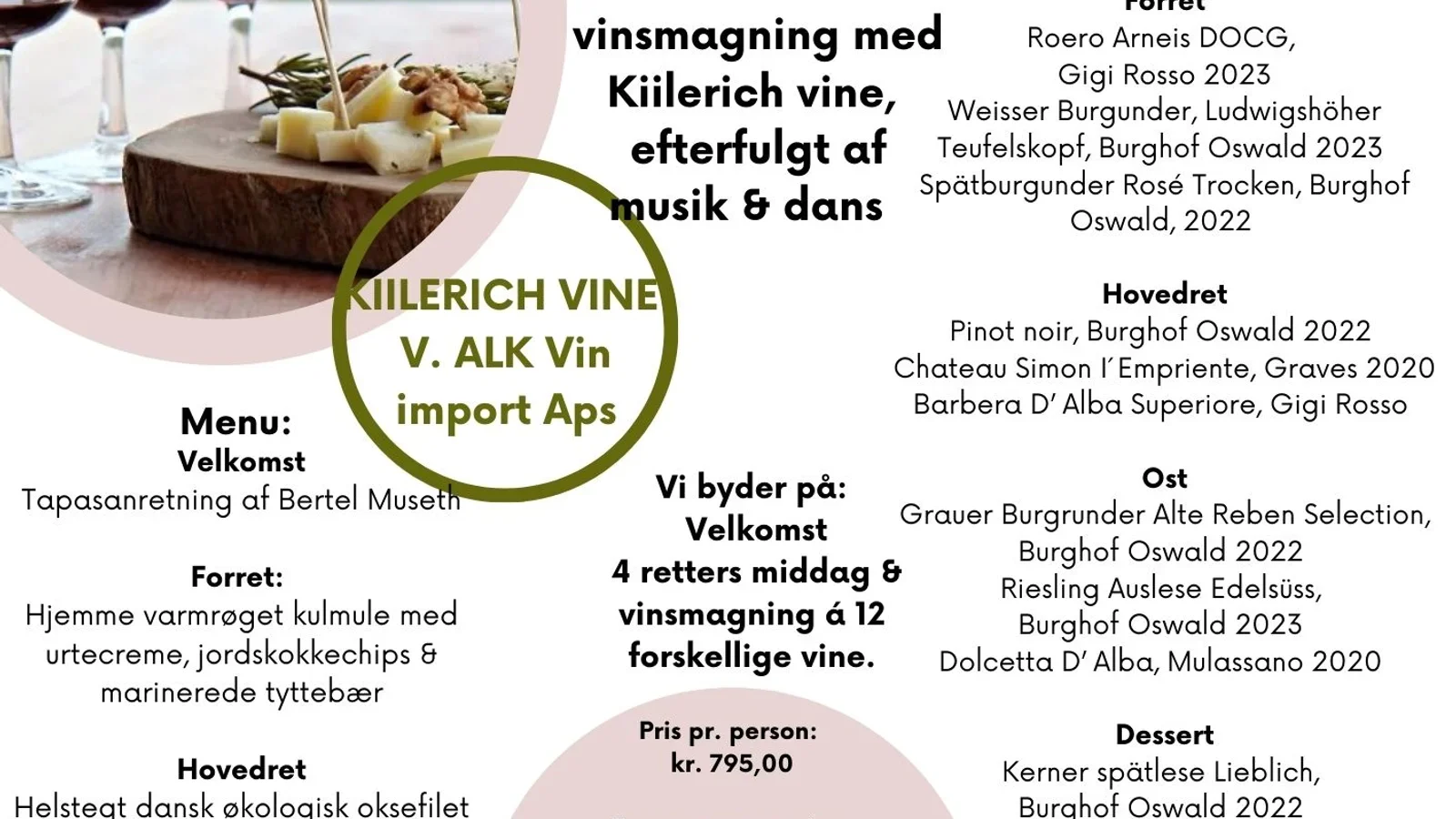 Vinsmagning, musik og dans på Hotel Kryb i Ly Kro