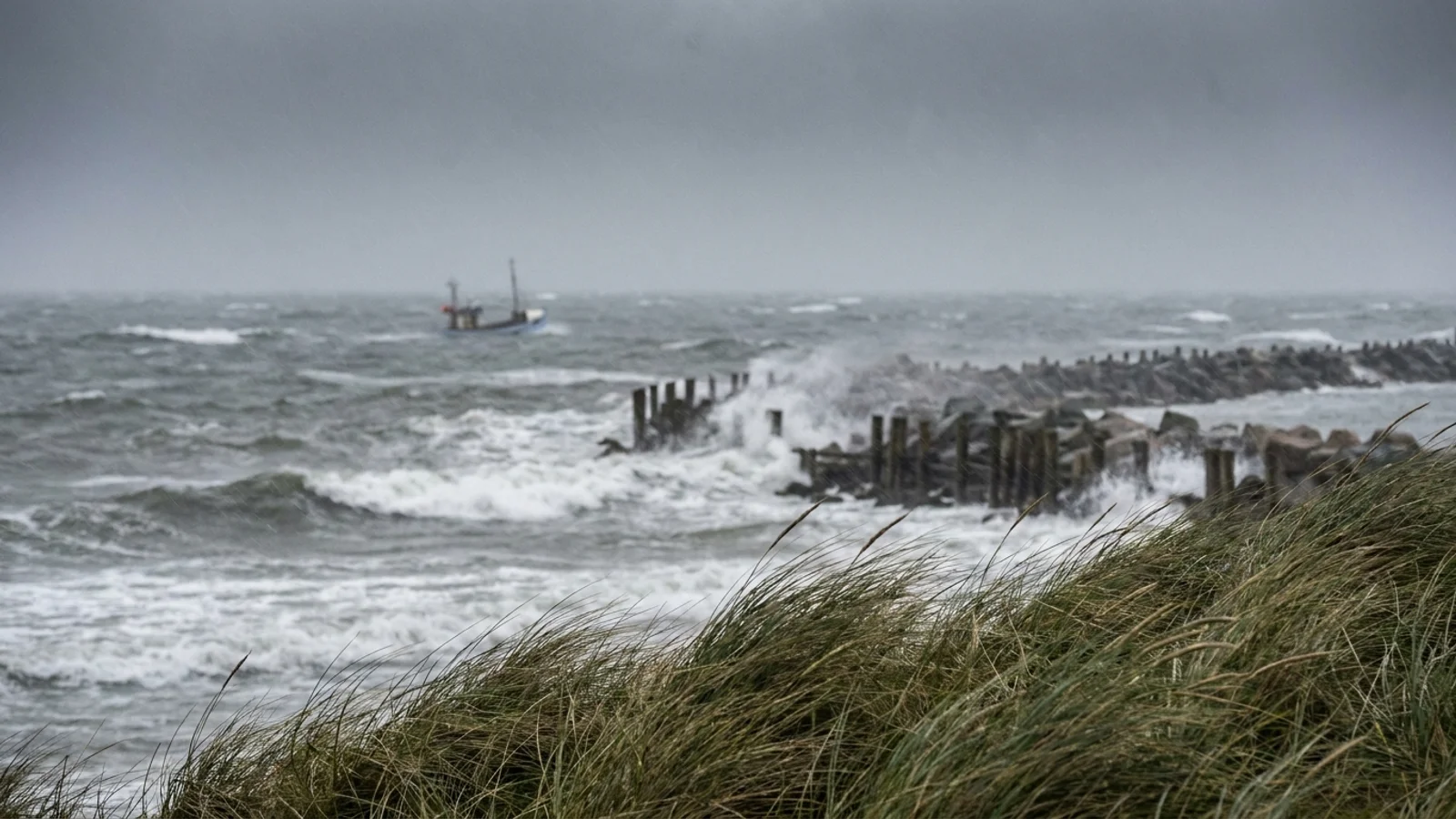 Vindstød af stormende kuling forventes langs kysterne