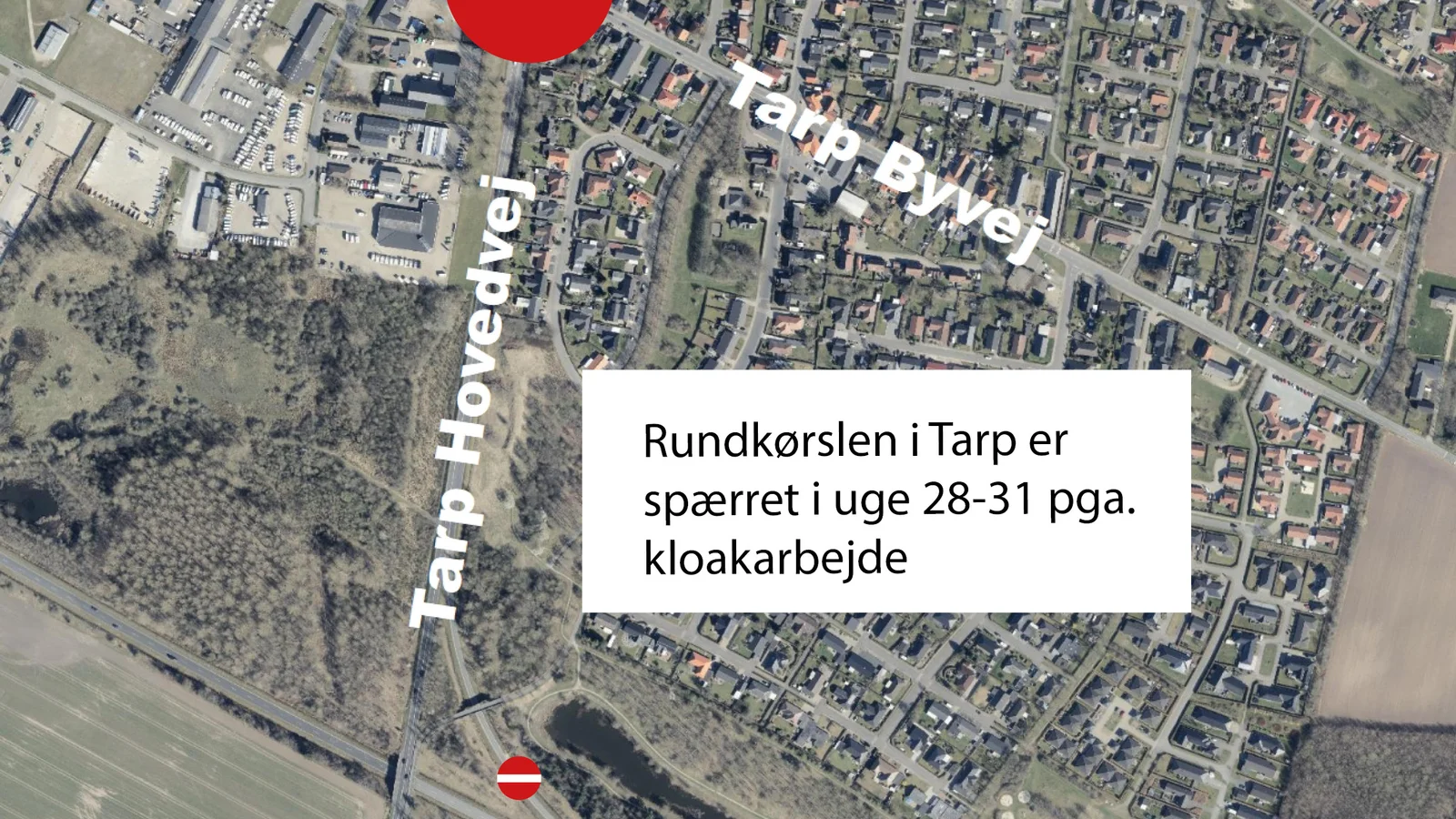 DIN Forsyning spærrer rundkørslen i Tarp i sommerferien