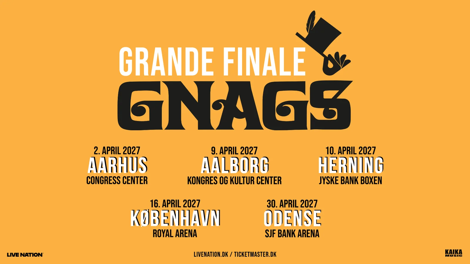 GNAGS GRANDE FINALE: Afskedstour i april 2027 i landets største arenaer