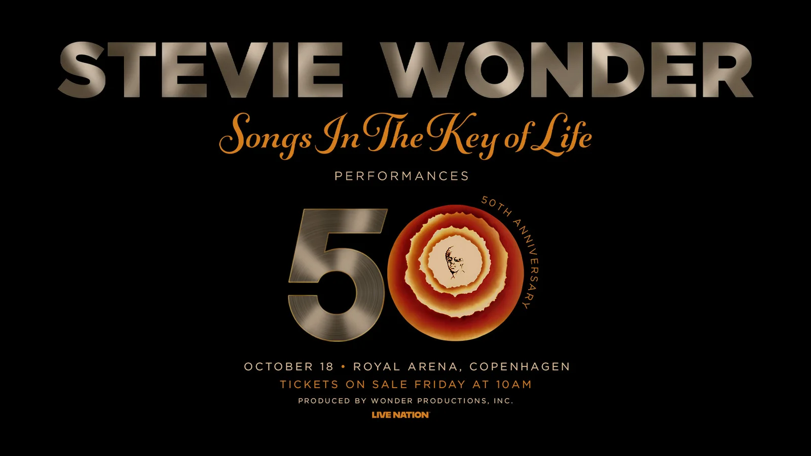 Stevie Wonder fejrer 50 år med mesterværket Songs in the Key of Life i Royal Arena den 18. oktober 2026