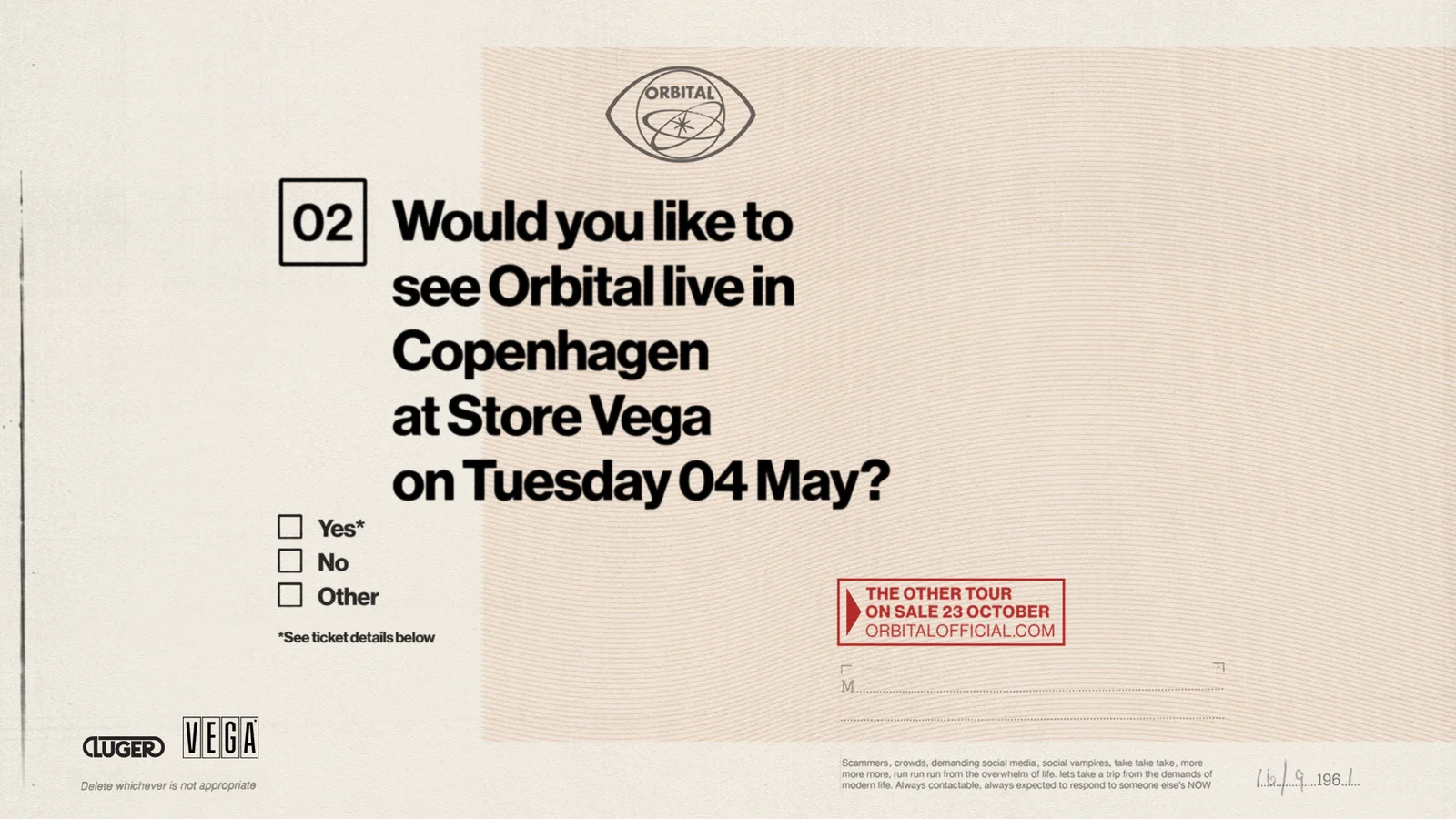 Orbital indtager Store VEGA som afslutning på UK og EU-turné