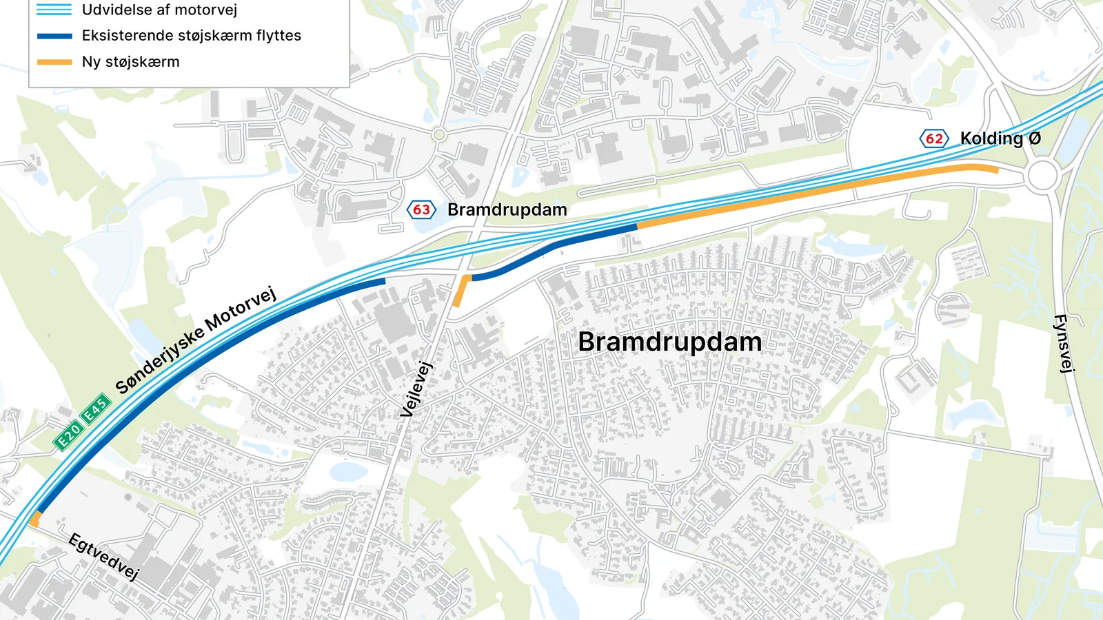 Dobbelt så meget støjskærm på vej ved Bramdrupdam